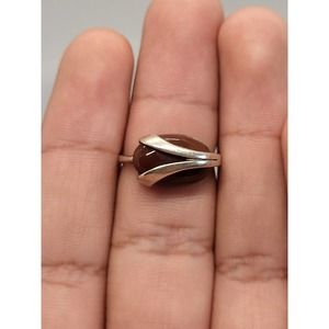 925 Sterling Silver Adjustable Amber Ring Size 6